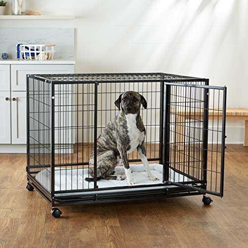 Amazon Basics Heavy Duty Stackable Dog Pet Kennel on Wheels with Tray