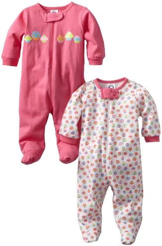 Gerber Baby-Girls 2 Pack Sleep N Play Zip Front Cupcakes