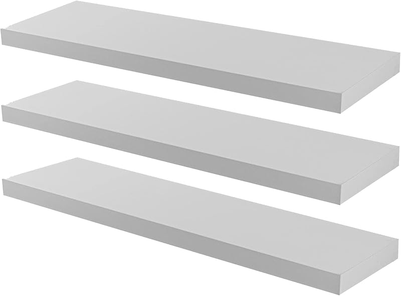 Harbour Housewares 100cm White Floating Wall Shelf Pack of 3