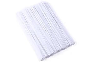PYRISUU Pipe Cleaners, 100 Pieces White Chenille Stems Craft, 12 inch Long Fluffy Pipe Cleaners for Creative DIY Art Craft Projects, Home Decoration Supplies (6 mm x 30 cm, White)