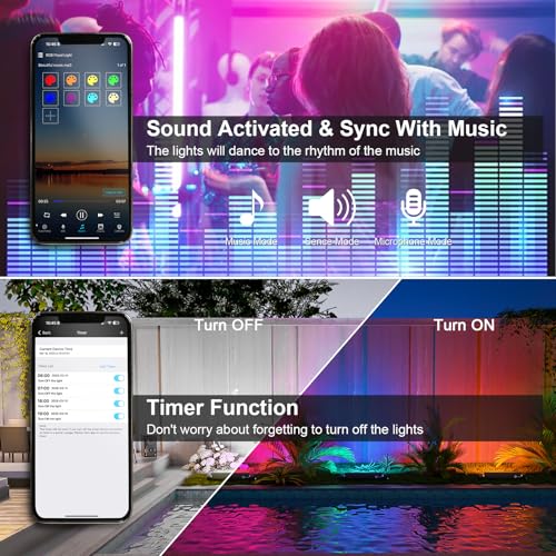 50W Outdoor RGB LED Floodlight, 2PCS Color LED Projector with Remote Control 2.4G and Bluetooth APP Projector RGBW IP66 Waterproof Spot Led Color LED RGB Dimmable Bar for Garden Tree Festival