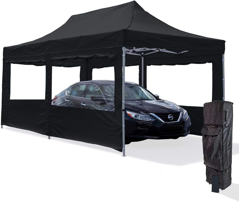 Amazon Com Vispronet Black 10x20 Steel Carport Canopy Tent With 2