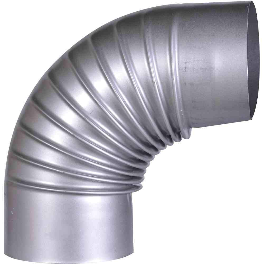 FIREFIX A130/B FAL Bend 90° Rigid Diameter 130 mm Steel Sheet Stove Pipes 0.6 mm Thick Inner Coupled Lengths Laser Welded Silver