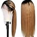 Color 1B/27 Ombre Lace Front Wigs Human Hair Pre Plucked With Baby Hair Straight Brazilian Lace Front Human Hair Wigs For Women. (18inch)