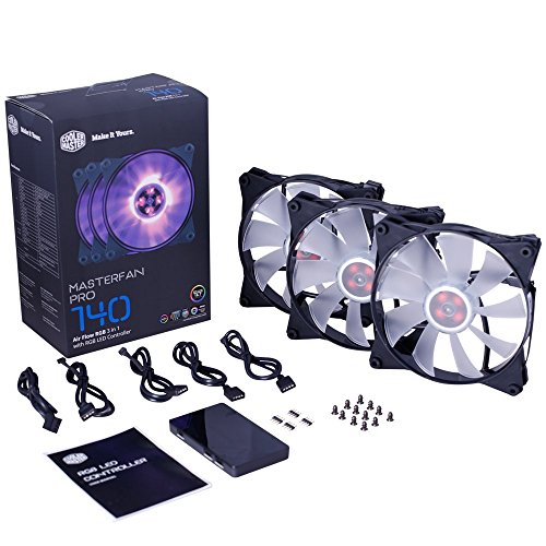Cooler Master MasterFan Pro 140 Air Flow RGB- 140mm High Air Flow RGB Case Fan, 3 In 1 with RGB LED Controller, Computer Cases CPU Coolers and Radiators (MFY-F4DC-083PC-R1)