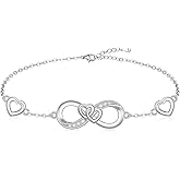 Fenthring Infinity Bracelet for Women Mom Sterling Silver 925 Love Heart Infinity Bracelets Jewelry Adjustable