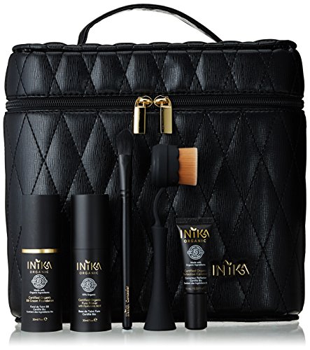 Inika Face In A Case, Holiday Gifts , Pure Primer (30ml) , Certified Organic BB Cream (30ml), Certified Organic Concealer (15ml), Limited Edition Foundation Brush, Vegan Concealer Brush (Nude)