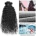 Deep Wave Bundles with Closure 20 22 24+18 Unprocessed Brazilian Virgin Human Hair Deep Curly 3 Bundles with Lace Closure Natural Black(20 22 24+18 Closure)