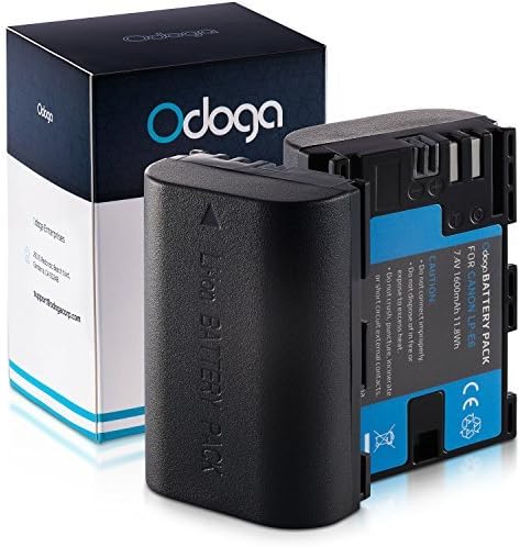 Odoga 2 Pack Of LP-E6 LP-E6N Batteries For Canon EOS 70D 80D 5D Mark II III IV 5DS 5DS R 6D 60D 60DA 7D 7D Mark II 70D 80D XC10 Digital Cameras