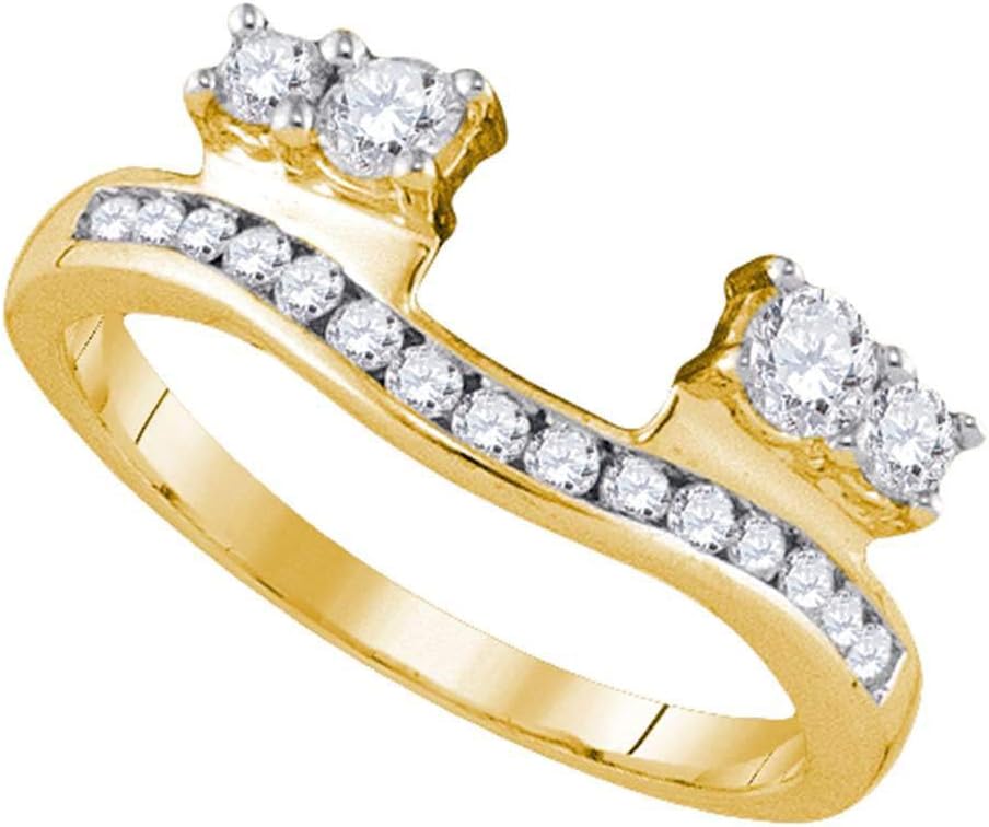 FB Jewels 14kt Yellow Gold Womens Round Diamond Ring Guard Wrap Solitaire Enhancer 1/2 Cttw (I1-I2 clarity; H-I color)