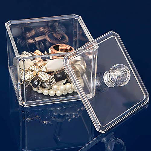 CONHENCI Square Acrylic Cotton Ball Holder Qtip Holder Bathroom Swab