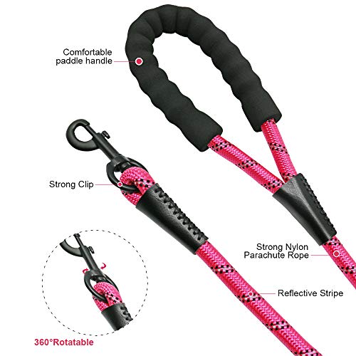 NIMBLE Dog Leash and Collar Set 5FT Strong Reflective Dog Leash and Waterproof Collar for Medium Large Dogs