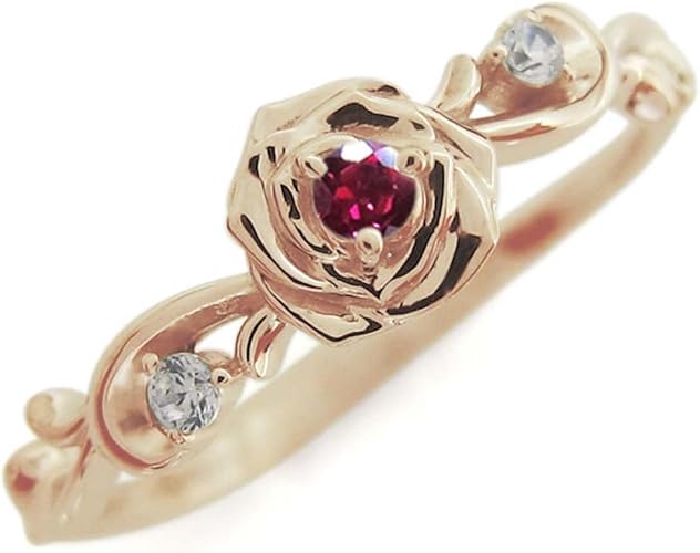 Amazon プレジュール ルビー ローズ バラリング K18ピンクゴールド 指輪 花 リングサイズ14号 リング 通販