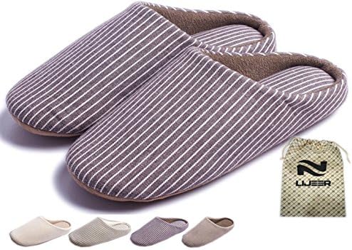 Indoor Slippers Soft Bottom Home Autumn Winter Memory Foam Wood Floor Couple Cotton Men Women (Women8.5-11/Men7-9, Black)