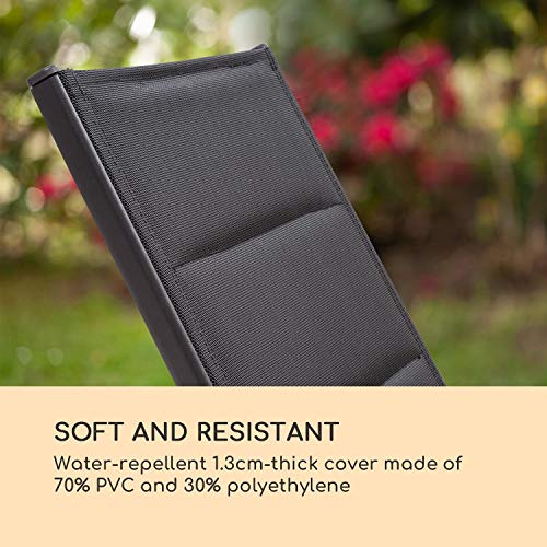 blumfeldt Renazzo Lounge Liegestuhl - Grey Edition, Sonnenliege, Gartenliege, 186 x 56 cm Liegefläche, höhenverstellbare Rückenlehne, Wasserabweisende und gepolstert, ComfortMesh, anthrazit – Bild 6