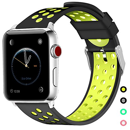 LifeBee Compatible Apple Watch Band 38mm 42mm, Silicone Sport Waterproof Strap Replacement iWatch Bands for Apple Watch Series 3/2/1 and Nike+ Edition, Fits Women and Men