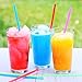 400 Pack - SNO-Cone Spoon Drinking Straws, Assorted Neon Colors Disposable Plastic Straw, 8