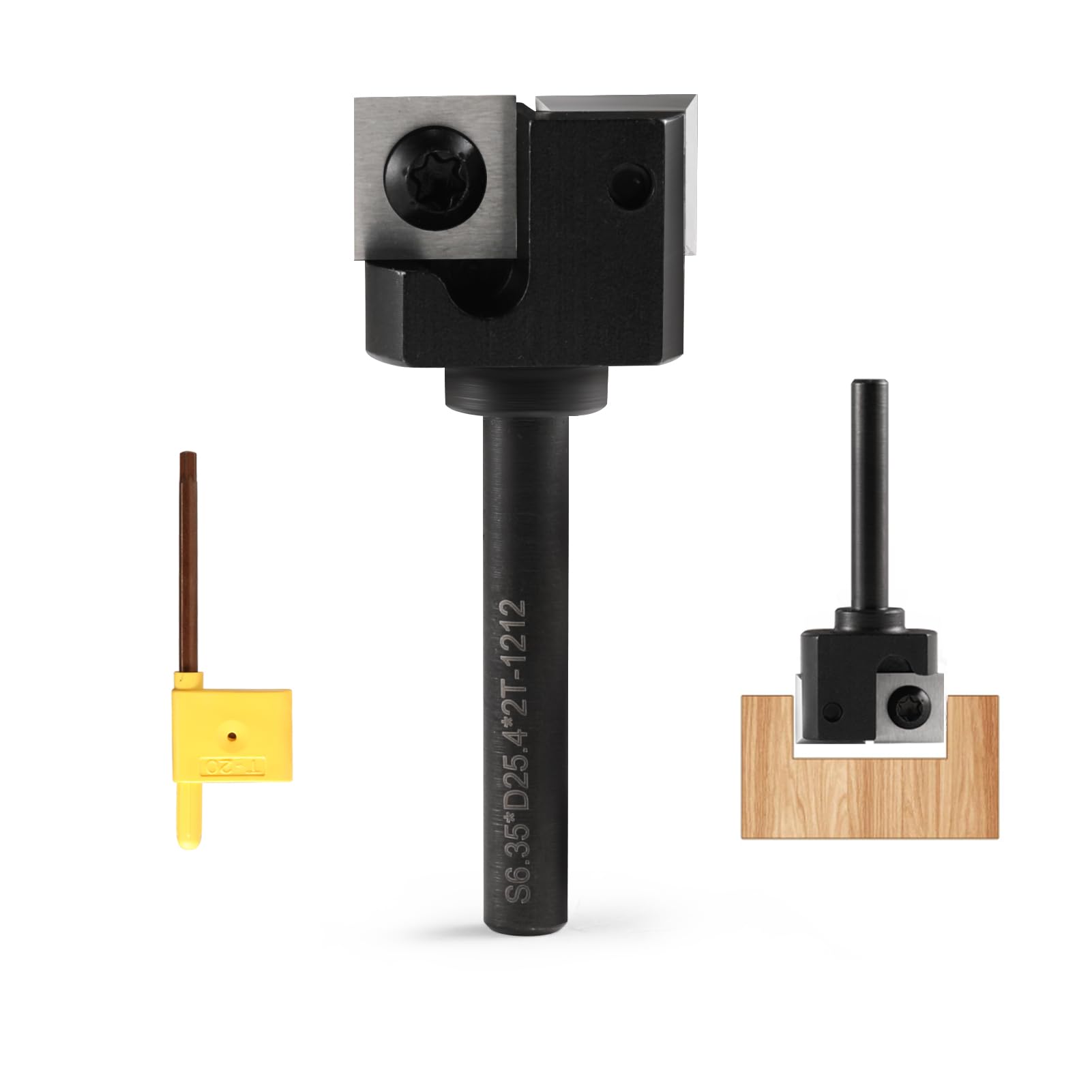 Trvoxviq 1/4'' Shank Spoilboard Surfacing CNC Router Bit, 2-Flute Carbide Slab Flattening & Rabbeting Flycutter Router Bit Milling Cutter for Wood Planning