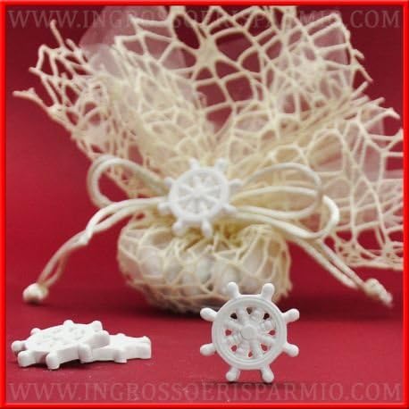 Chalk White Shaped Small Rudder Theme Sea Scented Very Detailed, Can be great for throwing and DIY – Wedding Favours Birth, baptism, communion, wedding, wedding, Confirmation kit 20 pz. Sacchetto Rosa