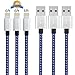 iPhone Cable - Aonsen 3Pack 6FT Extra Long Nylon Braided Charging Cord Charger, Lightning to USB Cable for iPhone 7, 7 Plus, SE, 6s, 6, 6 +, 5, 5s, iPad Air / Mini, iPod (Blue & White)