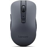 Lenovo WL310 Bluetooth Silent Mouse, Ergonomic, Adjustable DPI, Silent Clicks, Bluetooth 5.0, Portable for Windows, Mac, and Chromebook, Grey