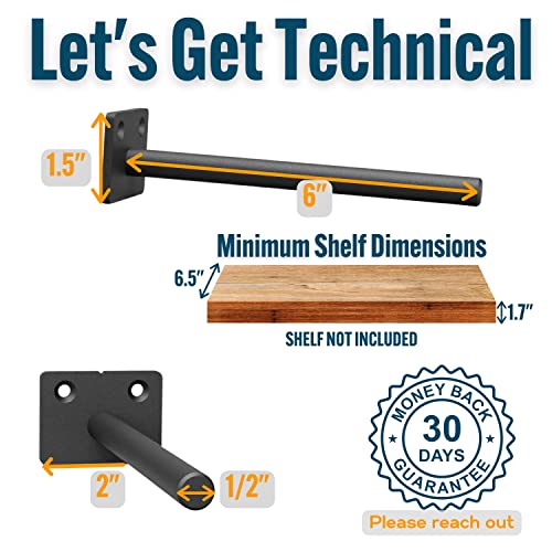 EVALD Original Floating Shelf Bracket 6Inch Floating Mantel Bracket