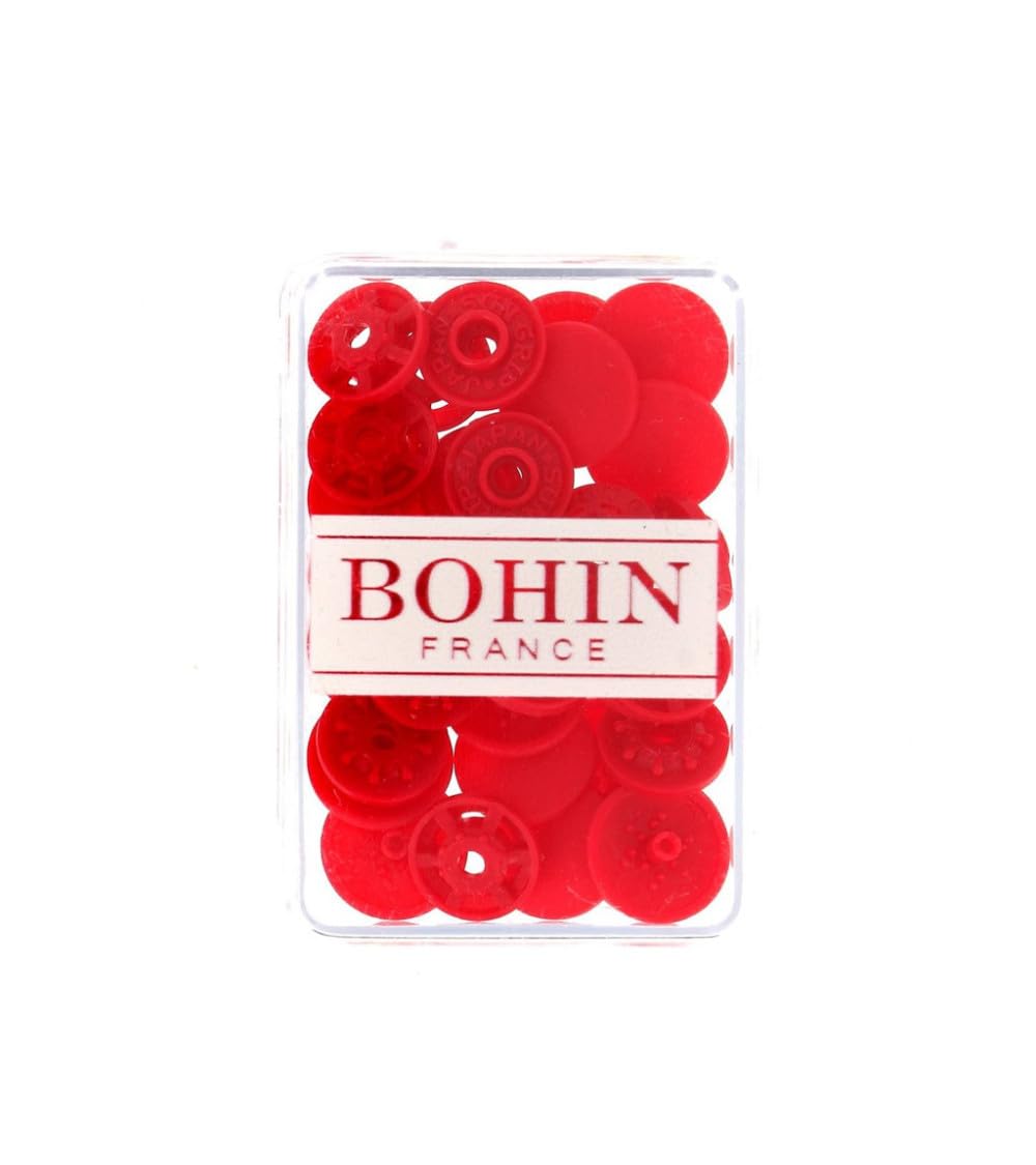 Bohin Snap Fasteners, Red, 13mm