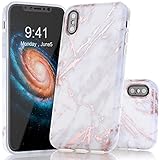 iPhone X Case, Shiny Rose Gold White Grey Marble Design, BAISRKE Clear Bumper Matte TPU Soft Rubber Silicone Cover Phone Case for Apple iPhone X (2017) 5.8 inch