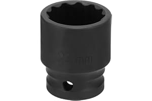 HARFINGTON 12-Point Impact Socket 1/2 Inch Drive 24mm Metric Cr-V Shallow Impact Socket Nut Driver Wrench for Auto Repair