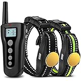 Bousnic Dog Training Collar 2 dogs 2018 Upgraded 1000ft Remote Rechargeable Waterproof Electric Shock Collar with Beep Vibration Shock for Small Medium Large Dogs