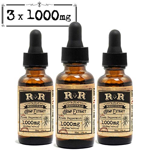 Hemp Oil for Pain Relief :: Hemp Oil for Sleep, Stress Relief, Mood Support, Deeper Sleep, Skin Care (3000mg, 3 x 1000mg Bottles, 90-Day Supply) : R+R Medicinals Hemp Oil for Pain Relief :: Hemp Oil for Sleep, Stress Relief, Mood Support, Deeper Sleep, Skin Care (3000mg, 3 x 1000mg Bottles, 90-Day Supply) : R+R Medicinals