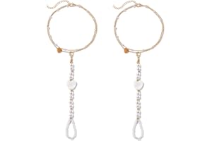 Raicegs Layered Anklet Bracelets for Women 18K Gold Anklets Dainty Chain Pearl Beads Anklet Beach Jewelry Gift for Women Girl