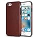 TENDLIN Compatible with iPhone SE 2022/iPhone SE 2020/iPhone 8/iPhone 7 Leather Back Flexible TPU Silicone Hybrid Slim Case (Brown)