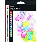 Marabu 12-Color Watercolor Brush Markers - Dual Tip with Flexible Brush - Professional for Coloring, Painting, and Drawing
