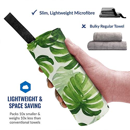 Microfibre-towel-lightweight-travel-beach-towel-Extra-large-quick-drying-camping-towel-Premium-gym-towels-for-swimming-yoga-Highly-absorbent-fast-dry-Watercolortropical-Monstera-Palm-Leaf