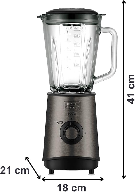 - Blender 800W, Glas, 1,5L, IJs crushen, RVS