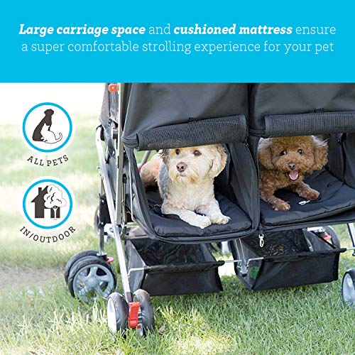 Paws & Pals Double Pet Stroller 4 Wheels Lightweight Two Puppy, Dog