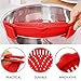 Silicone Snap Strainer with 2 Collapsible Funnels, FineGood Hands-free Clip-on Heat Resistant Colander Pour for Pasta Vegetable Noodles Pot bowl Pan - Red