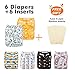 Babygoal Baby Reusable Neutral Cloth Diapers 6 Pack with 10pcs Inserts, One Size Adjustable Washable Pocket Nappy Covers for Baby Boys and Girls 6FN05
