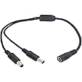 Power Splitter - 18 AWG Dual-Output 12V DC Power Splitter - 2.1mm x 5.5mm Plugs - UL1185 Listed - Flexible Cable - Safe & Durable – Easy to Use