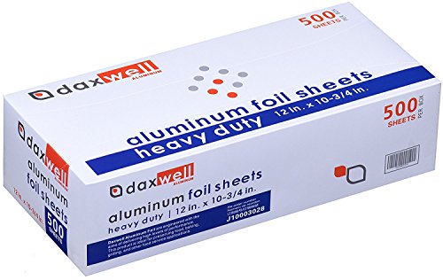 Daxwell Aluminum Heavy Duty Foil Interfolded Pop-Up Sheets, 12" x 10-3/4" (Box of 500 Sheets)