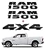 Black RAM 1500 Emblem Badge 3D Stickers Decals Nameplates Flat Letter GLOSSY BLACK for Dodge RAM 1500 + 4X4 3pc set