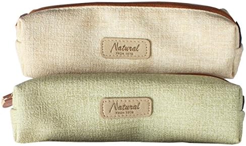 Summerose Premium Natural Colors Extra Soft Pencil Case Bag Makeup Pouch Cosmetics Coin, Beige and Green (Pack of 2)
