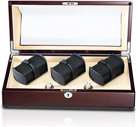 AUBLAN 3 Quiet Rotors Automatic Watch Winder for 6 Watches with LED Light