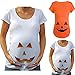 Qiaonai Tops for Pregnant Woman Pumpkin Carved Face Halloween Printed Maternity Clothes Tee Shirt Pregnancy Clothes