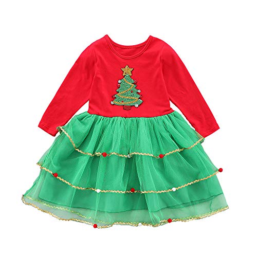 Toddler Kids Baby Girls Outfits Christmas Tree Dress Red Green Tutu Skirt Clothes Set Winter