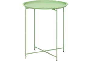 Outsunny 18" Outdoor Side Table with Removable Tray and Folding Legs, Metal Patio Side Table, Indoor Outdoor for Patio, Balco