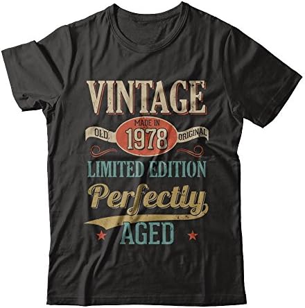 TeesNow Unisex Vintage Premium Made in 1978 40Th Birthday Gift Shirt Gildan - Short Sleeve Tee (Black, 5XL)