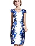 Yacun Women's Elegant Floral Print Cocktail Classy Casual Sheath Dress