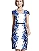 Yacun Women's Elegant Floral Print Cocktail Classy Casual Sheath Dress